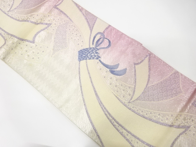 JAPANESE KIMONO / ANTIQUE FUKURO OBI / SILK / WOVEN NOSHI PATTERN